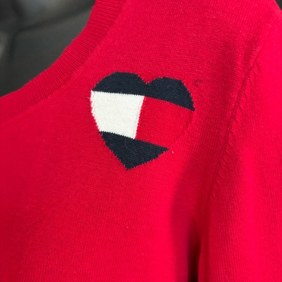 Tommy Hilfiger Red Long Sleeve Top with Navy Details L/G - Picture 9 of 10